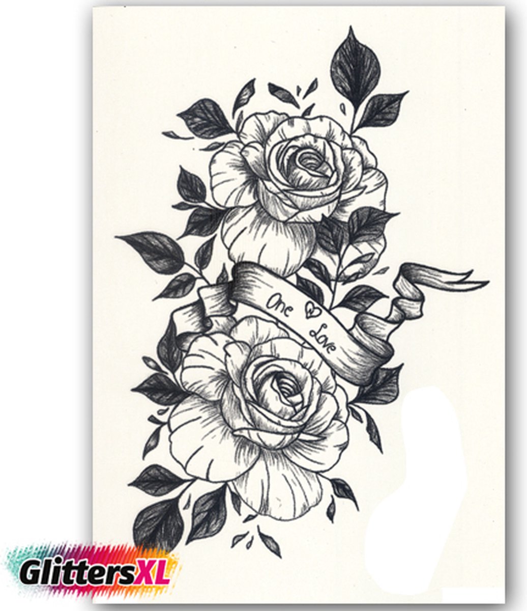 GlittersXL - Temporary Tattoo Bloemen (A5 formaat) [Neptattoo - Tijdelijke tatoeage - Nep Fake Tattoos - Water overdraagbare festival sticker henna outfit tattoo - Glitter tattoo - Volwassenen Kinderen Jongen Meisje]